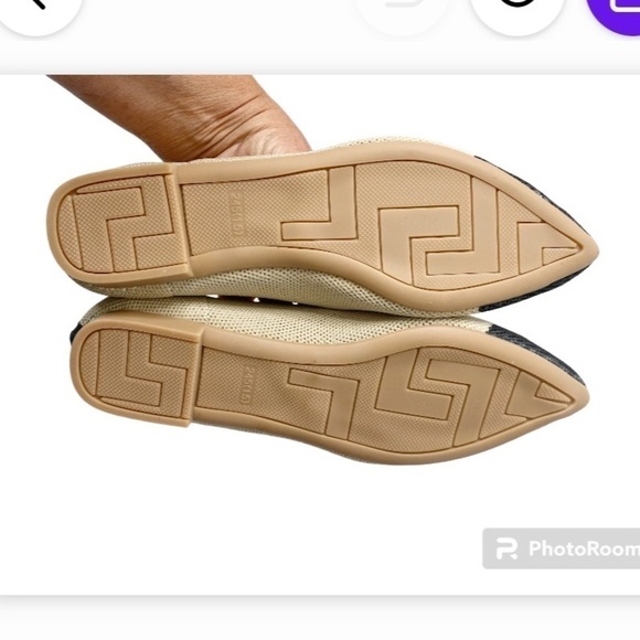 Knit beige with black pointed toe flats size 8.5 new without tags 1/2” heel - Picture 5 of 8